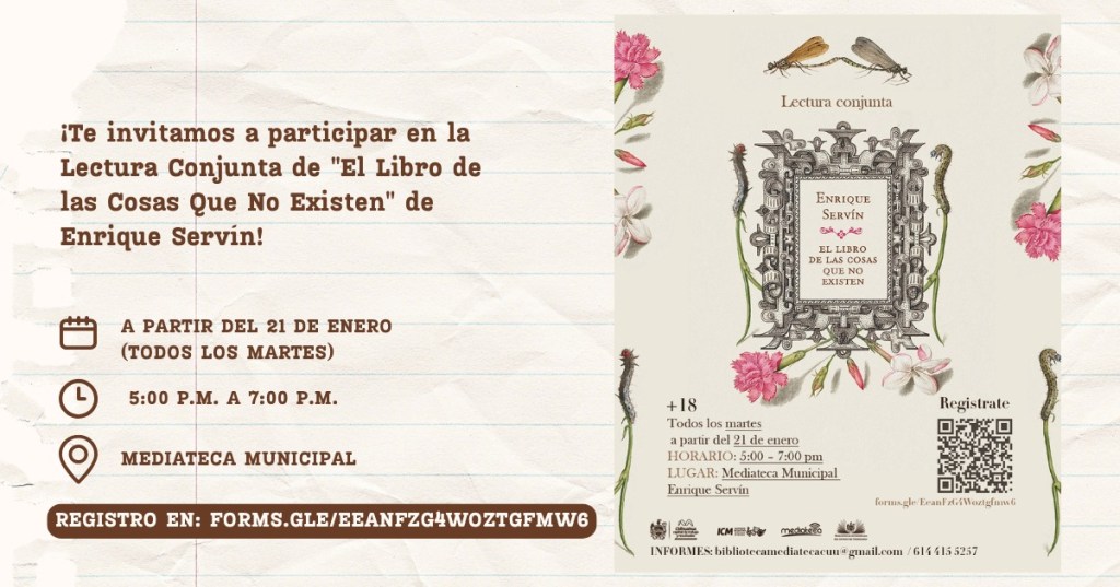 Lectura Conjunta de «El Libro de las Cosas Que No&nbsp;Existen»