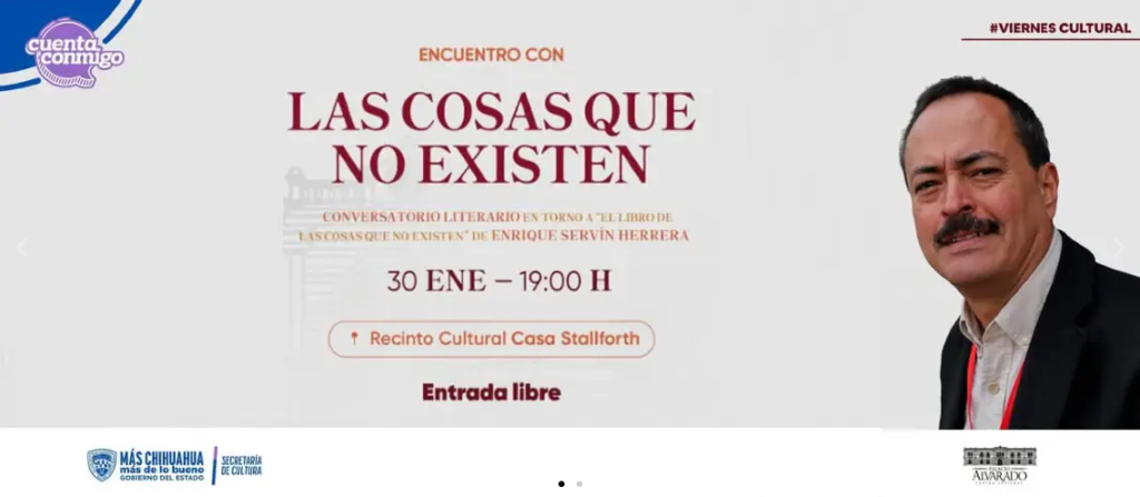 Cartel de Conversatorio literario en torno a “El libro de las cosas que no existen”